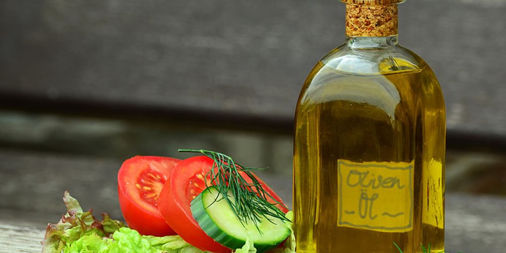 olive oil bottles in a Mediterranean market